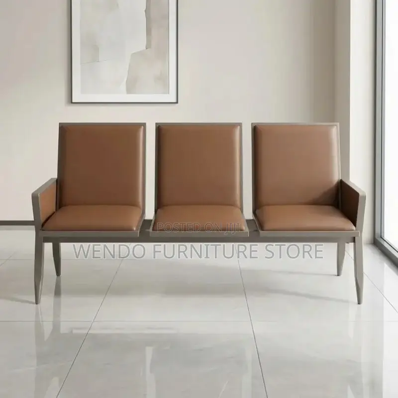 Office Benches. Three Seaters Up-Holstered Reception Leather Bench