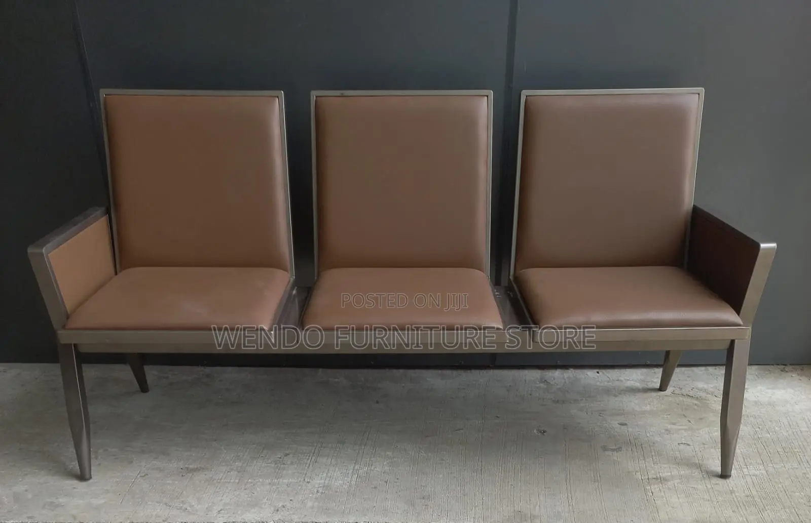 Office Benches. Three Seaters Up-Holstered Reception Leather Bench