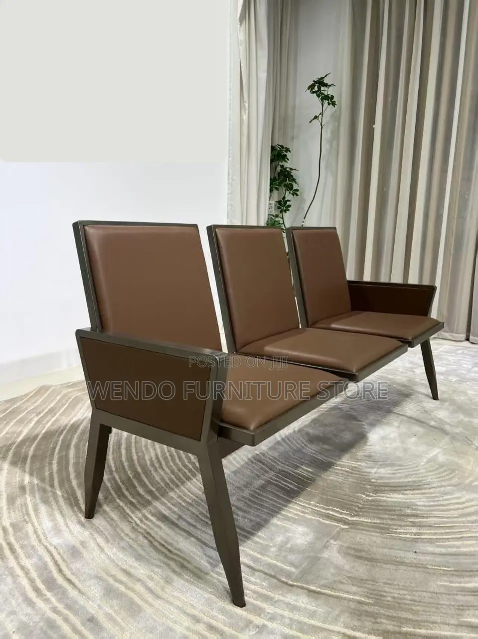 Office Benches. Three Seaters Up-Holstered Reception Leather Bench