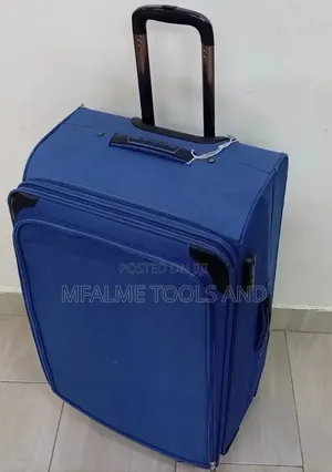 Ex-Uk Ground Fabric Blue Trolley Suitcase