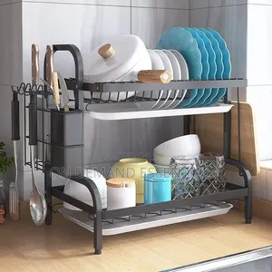Heavy Duty 2 Tier Dish Rack With Cutlery Holder Chop Board Holder