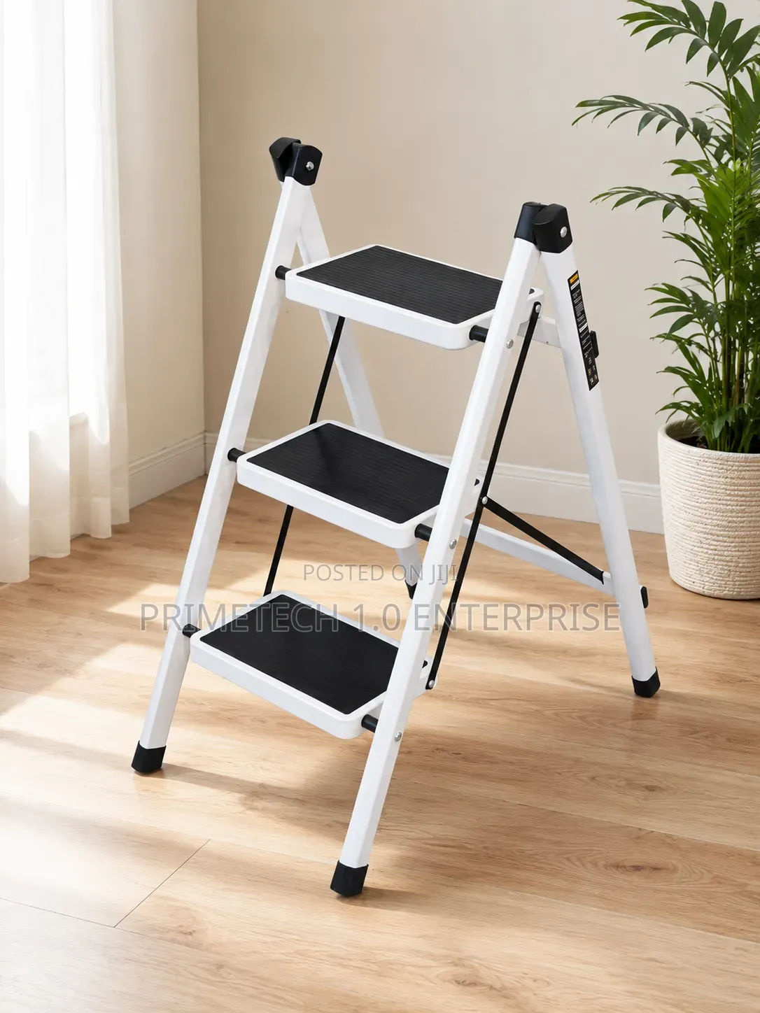 Heavy-Duty 3-Step Folding Steel Ladder