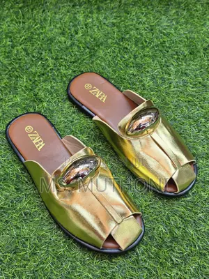 Trendy Zara Women's Slip-on Sandals Ft Gold-Embellishment 37-41