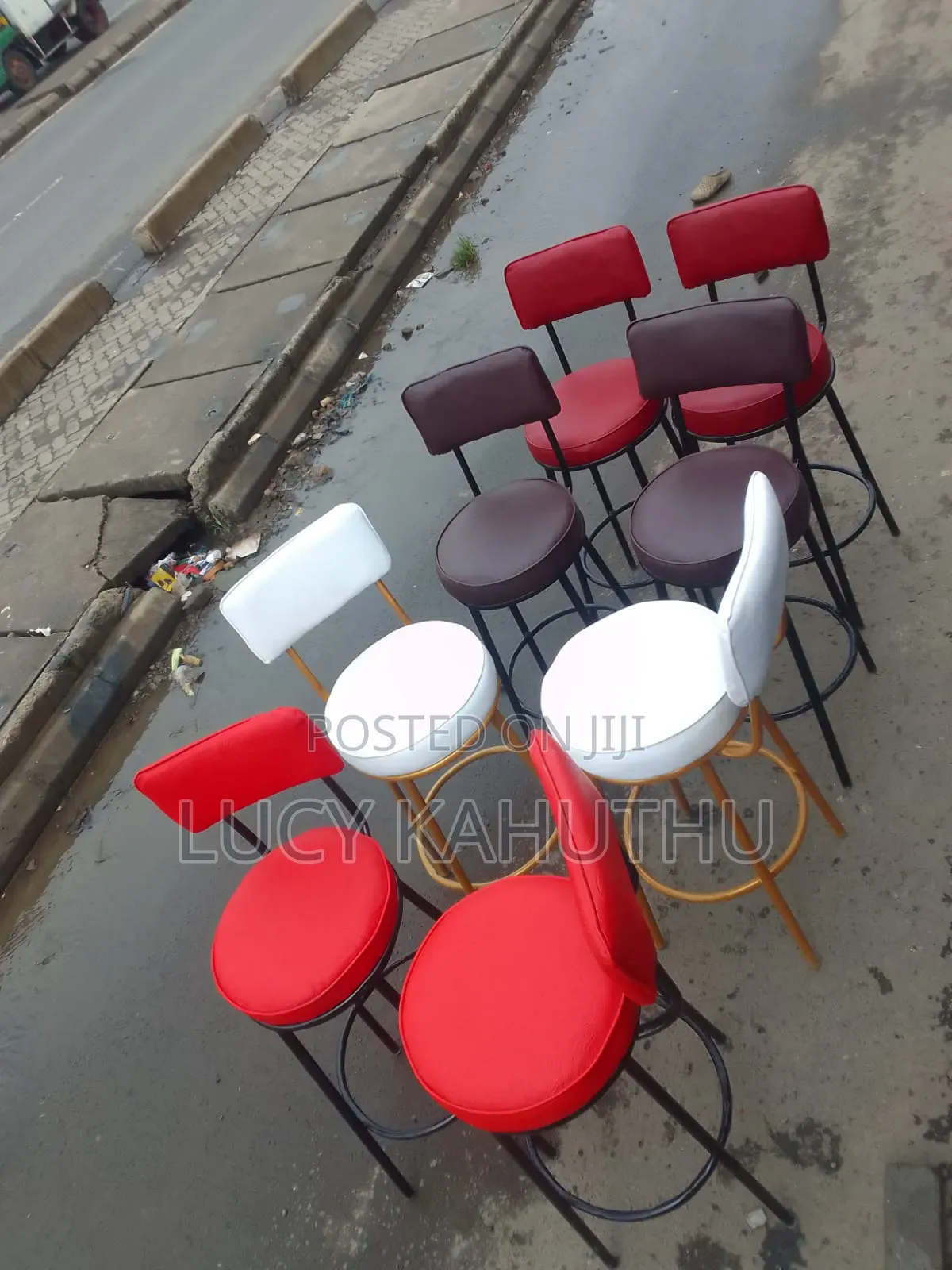 Fabric Kitchen Counter Stools Red