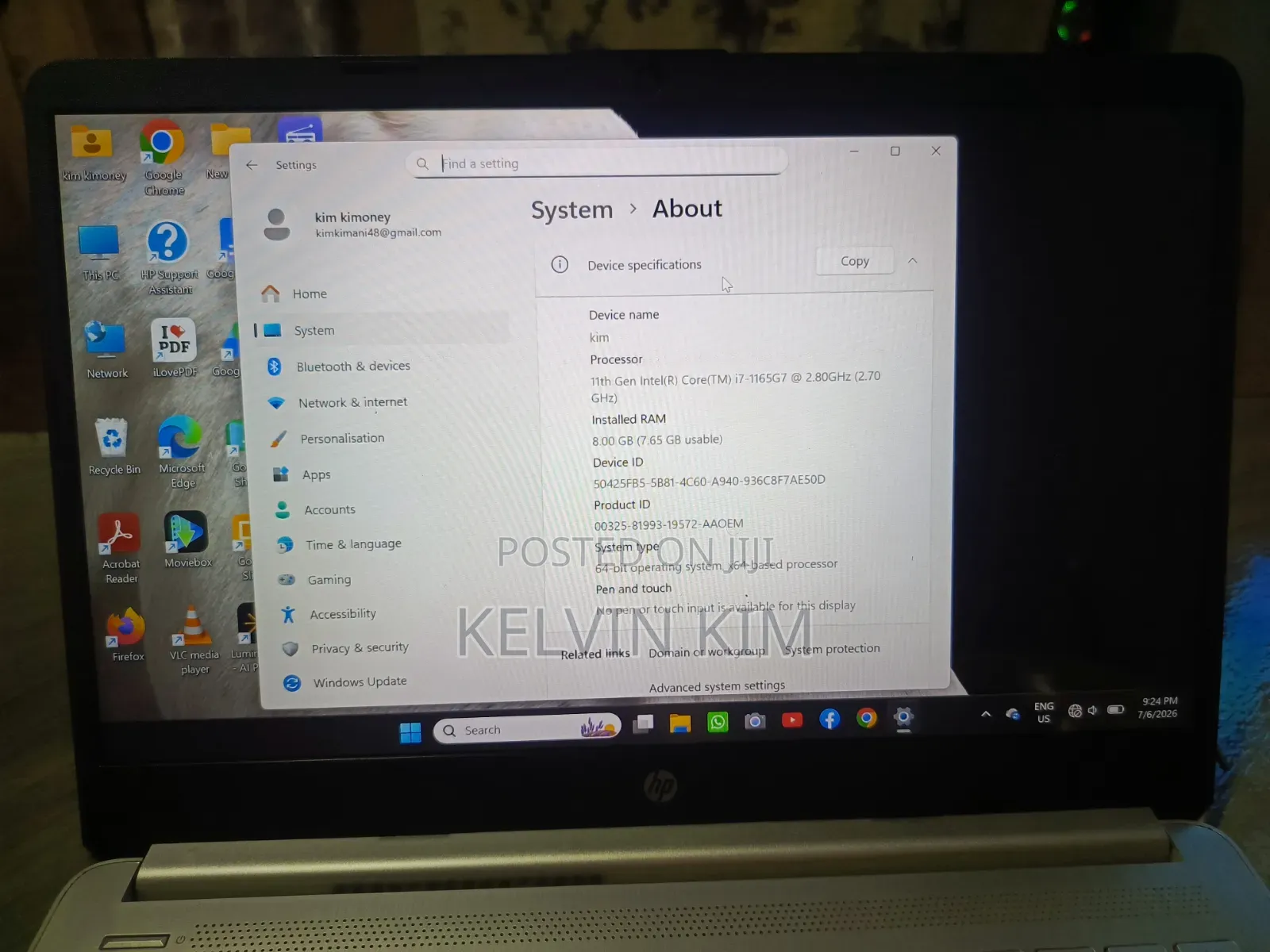 Laptop HP 240 G7 8GB Intel Core i7 SSD 512GB