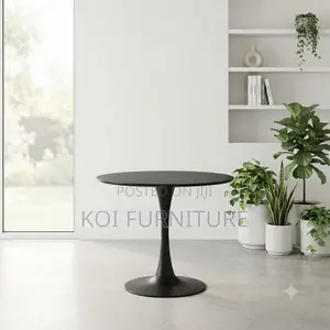Coffee Table; Black Living Room Round Marble Style Coffee Table