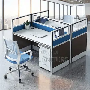 Office Workstation; Two Users Square Blue Ways Office Workstation