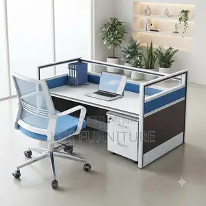 Office Workstation; Two Users Square Blue Ways Office Workstation