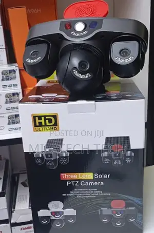 Triple Lens Solar Security Camera With Siren Alarm | 4G CCTV