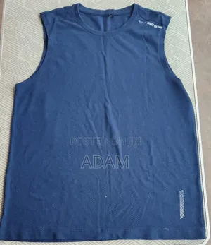 Men's Navy Blue Sleeveless Sports Gym Vest