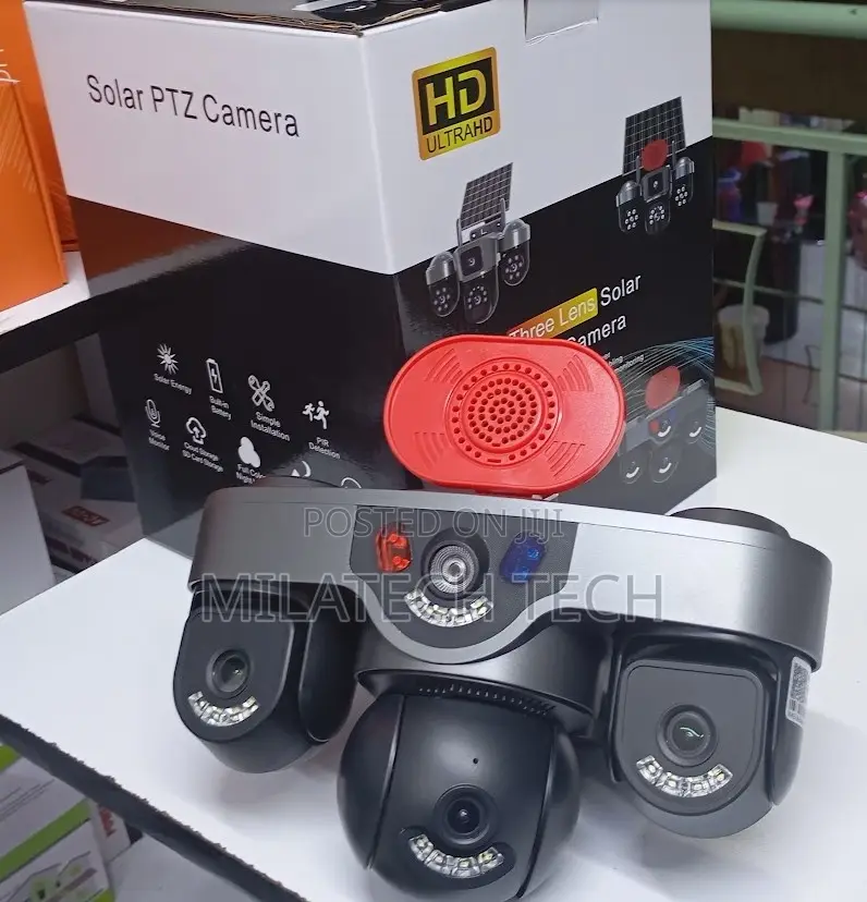 4G Solar PTZ Security Camera 3 Lens With Alarm Human Detection
