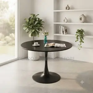 Coffee Table; Round Marble Black Home Office Coffee Table
