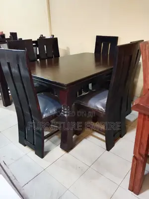 6-Seater Dining Set — Dark Wood Cushioned Luxury