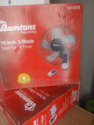 Ramtons RM676 16-Inch 5-Blade Wall Fan With Remote Control