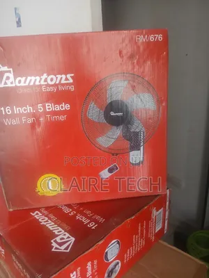Ramtons RM676 16-Inch 5-Blade Wall Fan With Remote Control