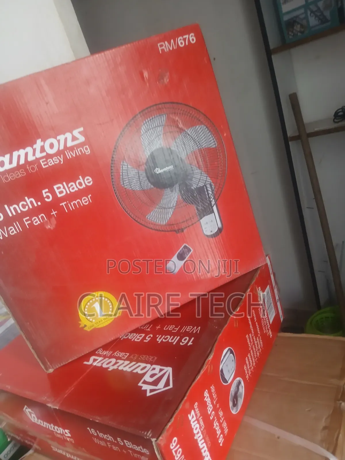 Ramtons RM676 70W Wall Fan – 16-Inch With Timer Remote