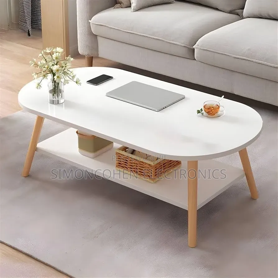2 Tier Coffee Table With Storage Shelf/Center Table Wood
