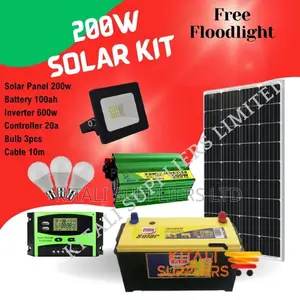 200w Solar Kit With 600w Inverter ,100ah Solarmf Chloride Battery
