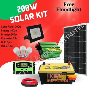200w Solar Fullkit With Free Floodlight Plus 300w Inverter 100ah Bat
