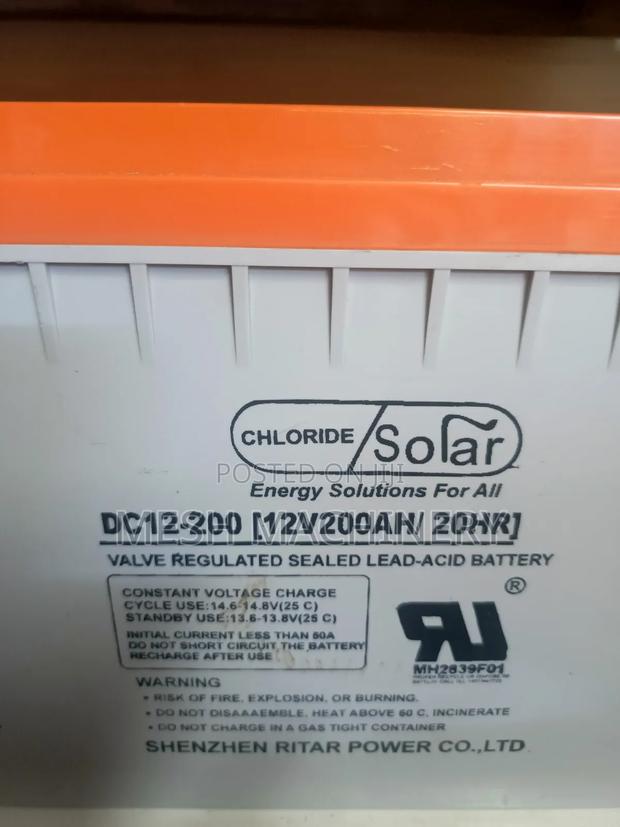 Ritar 12V 200ah Battery (Chlorides Solar) - thumbnail 2