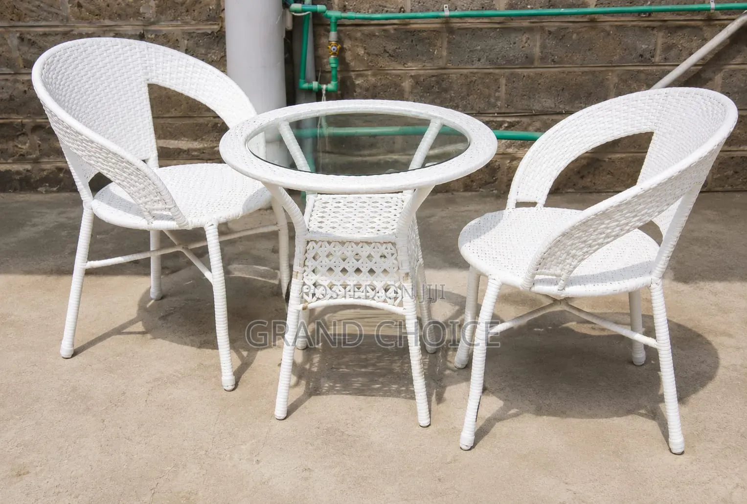White 2 -Seater Rattan Bistro Set