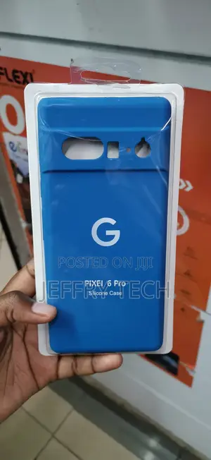 Blue Silicone Case Specifically Designed for the Google Pixel 6 Pro.