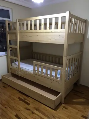 4x6 Natural Wood Decker/Bunk Bed + Storage in Utawala: Free Delivery