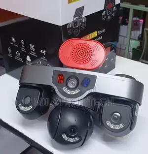Triple Lens 4G Solar CCTV Camera With 360° Pan Tilt Siren
