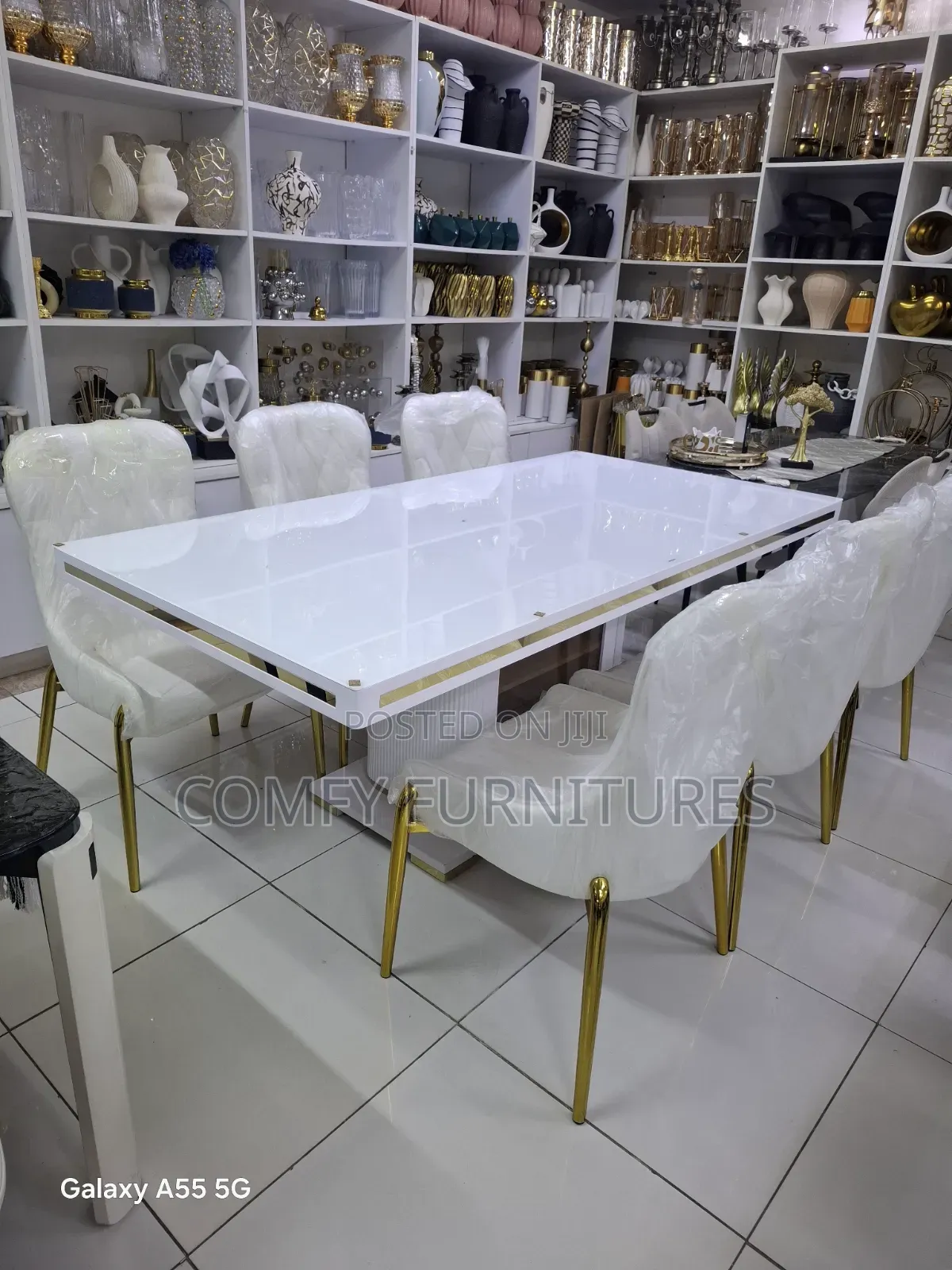 White and Gold Dining Set