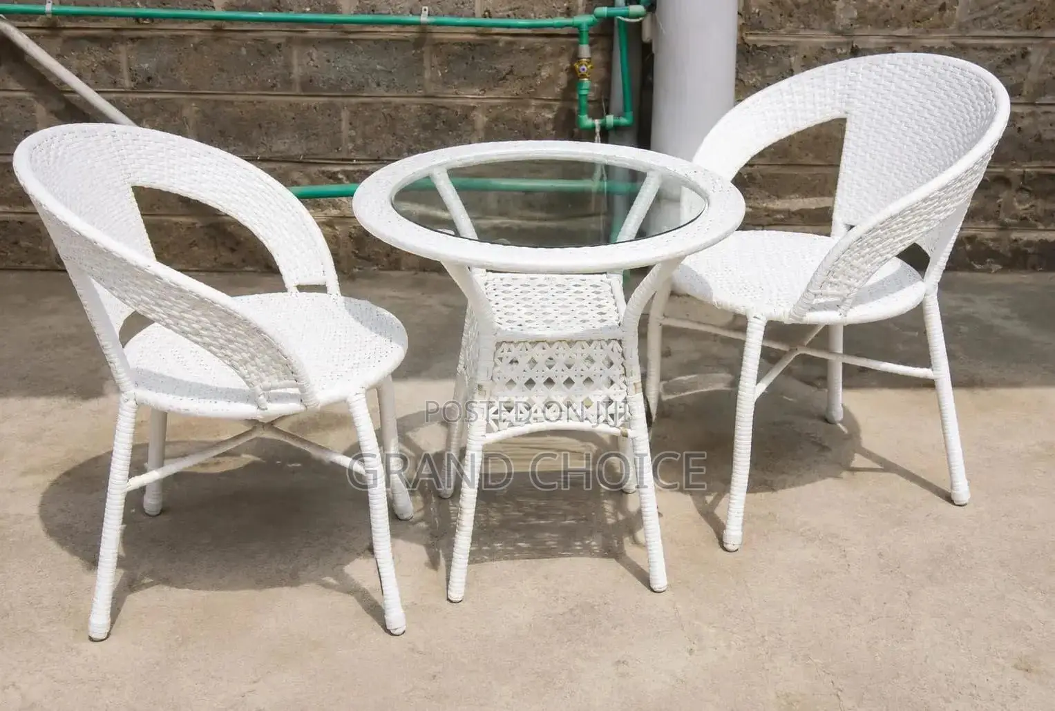 White 2 -Seater Rattan Bistro Set