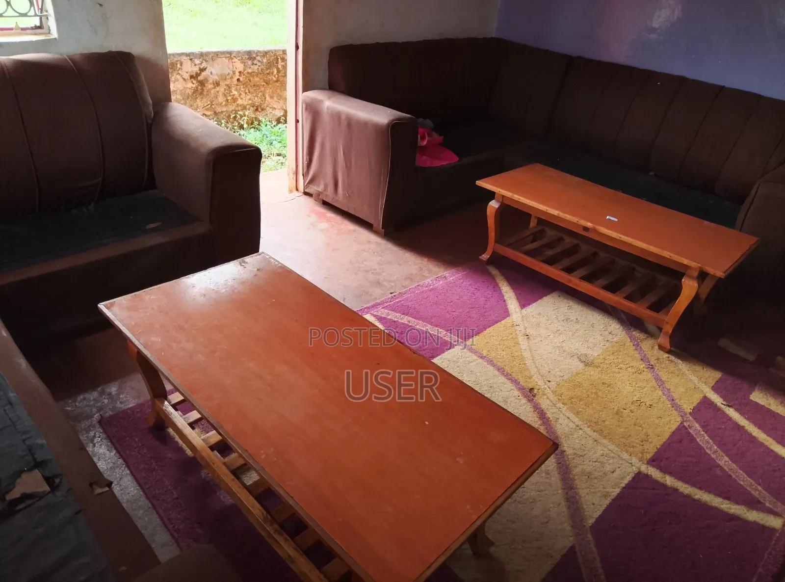 2 Brown L Corner Sofa