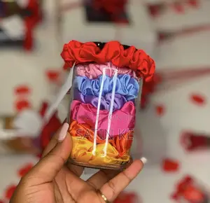 7 Mini Satin Scrunchies in Reusable Jar