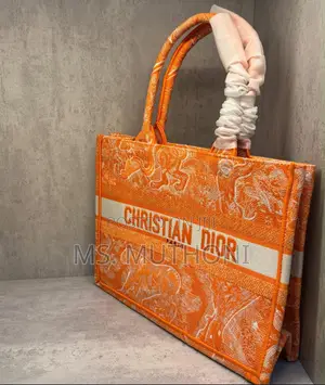 Christian Dior Toile De Jouy Book Tote in Vibrant Blue, Orange Red