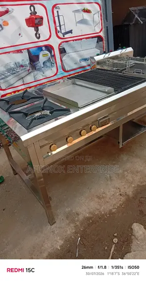 Gas Cooker, Has a Chips Deep Fryer, Grill, Griddle and Two Burners.