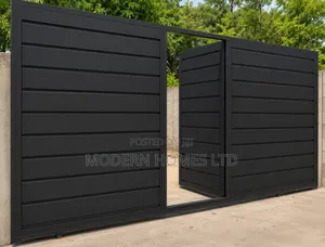Modern Matte Black Steel Sliding Gate - Security Contemporary Design