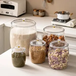 5 PCs Our Crystal-Clear Airtight Organizer Jars With Gold Accents