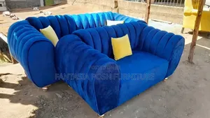 Blue Velvet Sofa: 3-Seater + 2-Seater