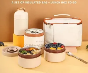 In-1 Thermal Lunch Box Set With Flask Insulated Bag – 7 PCS