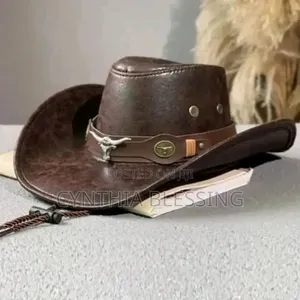 Western Style Leather Cowboy Hat