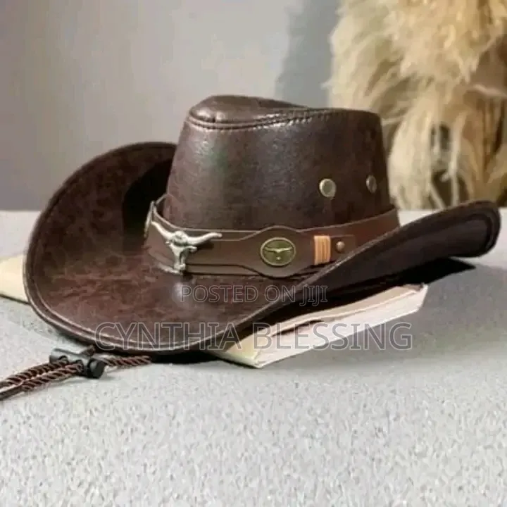 Western Style Leather Cowboy Hat