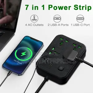 Power Cord Extension With 4 Smart Sockets,2 USB (2.1A),1 Type-C Port