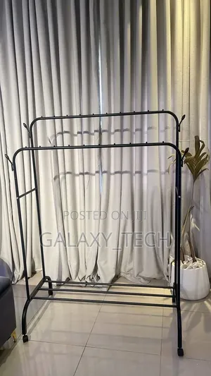 Double Pole Cloth/Shoe Rack With Wheels