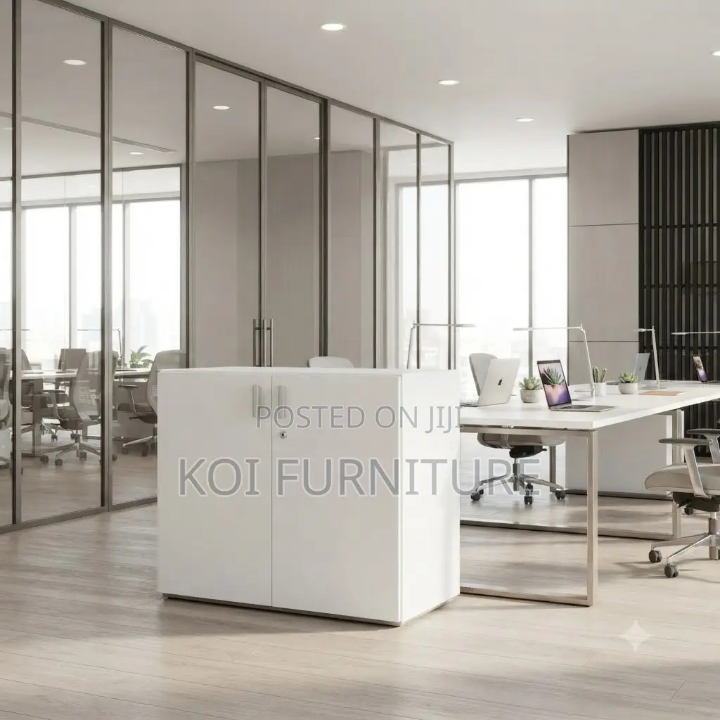 Office Cabinet; White Two Doors Executive Home Office Credenza