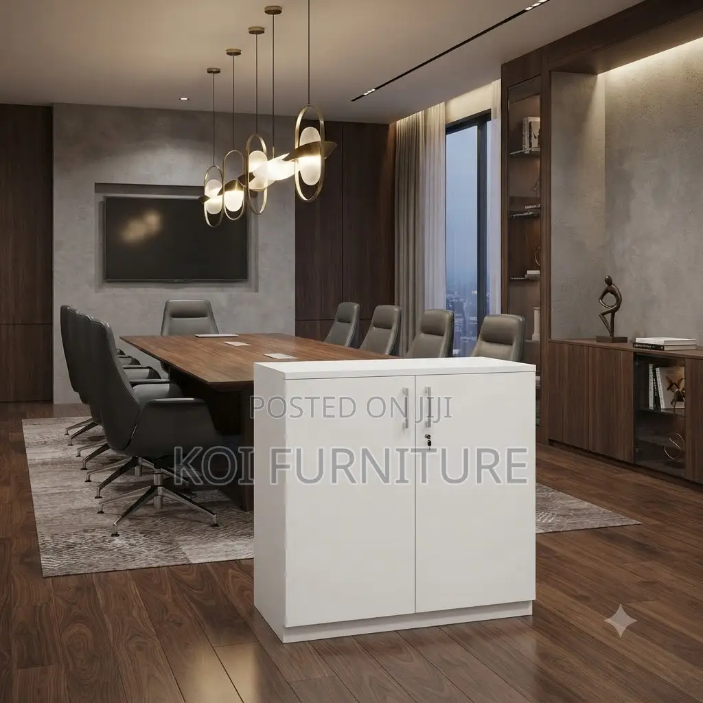Office Cabinet; White Two Doors Executive Home Office Credenza