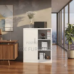 Office Cabinet; White Two Doors Executive Home Office Credenza