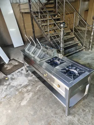 Combined Cooking Unit: 2 Burners + Double Electric Deep Fryer