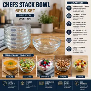 *Stackable Glass Bowls 6pcs-12cm*