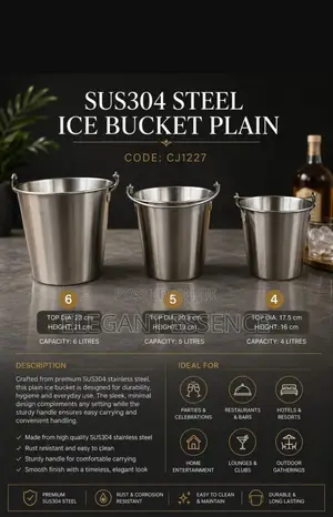 Steel Ice Bucket With Handle 0.7 L