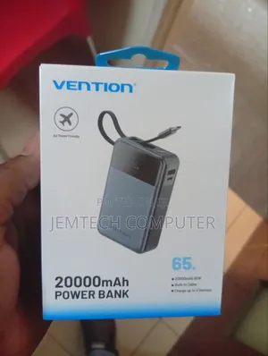 Vention 20000mAh Power Bank (USB-C + USB-C/USB-A) USB-C Cable 65W