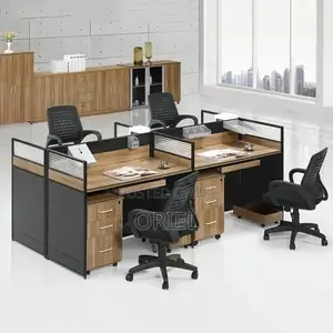 Office Workstation : 4 Way Office Staff Workstation With Drawers